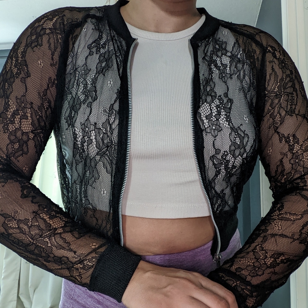 Zara jacket, black, lace, size Small.